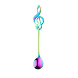 1x Musical Note Shaped Teaspoon Stainless Steel Coffee Milk Teaspoon - Rainbow