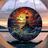 Lighthouse Suncatcher Acrylic Window Colorful Hanging Home Decor 15cm- Style 01