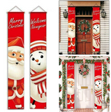 Merry Christmas/Welcome NewYear Sign Oxford Cloth Xmas Door Banner Wall Hanging