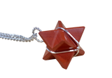 Red Jasper Merkaba Crystal Pendant Silver Necklace Gemstone Jewellery