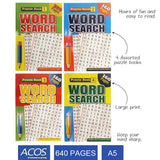 4 x A5 Word Search Book Words Find Puzzle 160 Pages Brain Game Easy Medium Hard