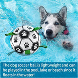 Dog Ball Interactive Soccer Toy Pet Football with Grab Tabs Tug Water Outdoor
