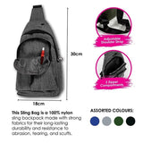 Bag Sling Cross Body Swosh Adjustable Multiple Pockets 3 Zipper Design - Grey