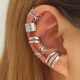 5pcs Cutout Ear Clips Fitting One Ear Clip On Non-Piercing Earrings Fake Helix