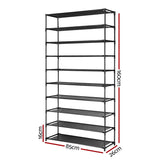 Shoe Rack 10 Tier Shelves Shoes Cabinet Storage Organiser DIY - Black