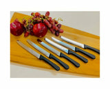 6x Classic Steak Tomato Knife Tramontina Utility Serrated Knives Black Round Tip