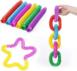 6x Fidget Pop Tube Toys for Kids and Adults, Pipe Sensory Tools Relief Assorted