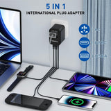 International Travel Adapter Universal Travel Plug 3-Port USB & Type-C Black