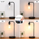 Table Lamp Industrial Desk Lamp with USB Charging Port Modern Dimmable Bedside