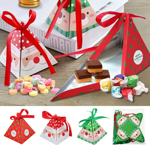 24pcs Christmas Candy Box Bag Christmas Tree Gift Box Paper Box Gift Party Bag