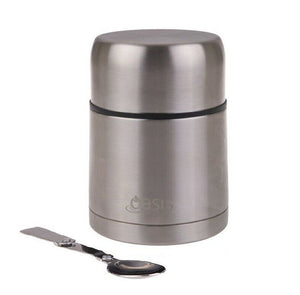 Oasis Borosilicate Oasis Stainless Steel Double Wall Insulated Food Flask With Spoon 600ml - Silver