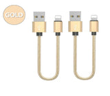 2PK Short Braided USB Charger Cable Fast Charge Cord For iPhone 25CM - Gold