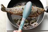 Set of 2 Cooking Tongs 9-Inch & 12-Inch Premium Silicone BPA Free Non-Stick Sky