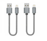 2PK Short Braided USB Charger Cable Fast Charge Cord For iPhone 25CM - Silver