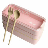 3 Layer Bento Lunch Box Eco-Friendly Leakproof 900ml Food Container Pink