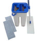 Deluxe Double Chamber Flat Mop Bucket Set with 2 Microfibre Pads