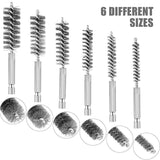 Stainless Steel Wire Brush Bore Cleaning Brush 1/4" Shank For Drill Power Tool