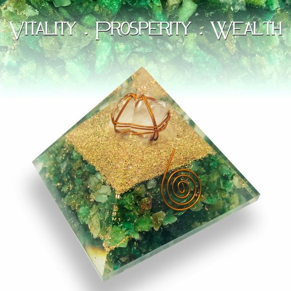 Merkabah Orgonite Pyramid Clear Quartz Chakra Green Aventurine Healing Crystal