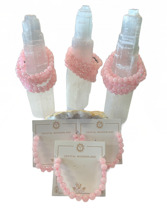 1pc Rose Quartz Crystal Beads Bracelet 8mm Natural Gemstone Healing