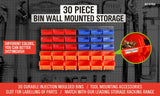 30Pc Parts Storage Bins Wall Mounted Tool Organiser Board Tray Rack Workshop Box