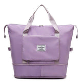 Women Large Capacity Collapsible Travel Bag Expandable Waterproof Duffel -Purple