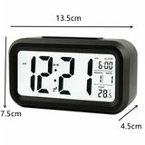 Digital Bedside LED Snooze Alarm Clock Time Temperature Day/Night Desktop Black