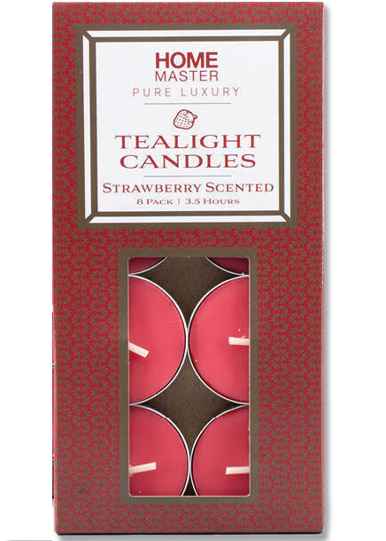 Home Master 8PCE Tealight Candles Home Décor Party Wedding Strawberry Scented