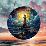 Lighthouse Suncatcher Acrylic Window Colorful Hanging Home Decor 15cm- Style 04