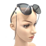 Leather Cord Sunglasses Reading Glasses Eyeglass Holder Strap Chain - Black