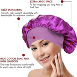 2 Pcs Silk Bonnet with Soft Elastic Band, Breathable Satin Hair Bonnet Sleeping
