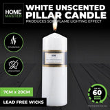 1x Pillar Candles White Home Master Unscented Lead Free Wick 7 x 20cm