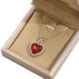 Heart Pendant Necklace Elegant Rhinestone  Party Jewelry Bridal Engagement - Red