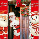 Merry Christmas/Welcome NewYear Sign Oxford Cloth Xmas Door Banner Wall Hanging