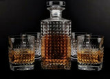 Vintage Scotch Whiskey Decanter Glass Set of 5 Pieces Bottle Tumbler 750ml