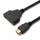 1080P 1 to 2 HDMI Splitter Auto Split Cable Double Signal Adapter Convertor