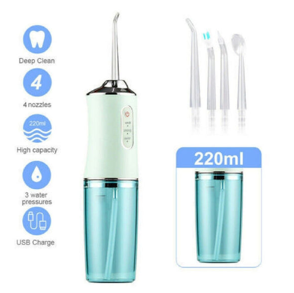 Cordless Oral Irrigator Water Jet Dental Teeth Flosser Tooth Cleaner 4Jet -Green