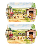 2pcs Farmhouse Small Tray Decor Plate Gift Present Farm Tea Snack Tray- 18x14CM