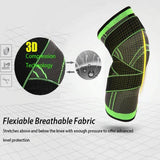 Knee Sleeve 3D Weaving Knee Brace Leg Joint Support Sports Black and Green