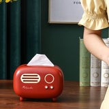 1x Tissue Box Desktop Paper Holder Storage Box Retro Radio Model Napkin -Green