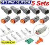 5 Pack Waterproof Deutsch DT 2 Way Pin Male/Female Kit Electrical Connector Plug
