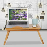 Deluxe Bamboo Laptop Notebook Lap Desk Adjustable Height Workstation