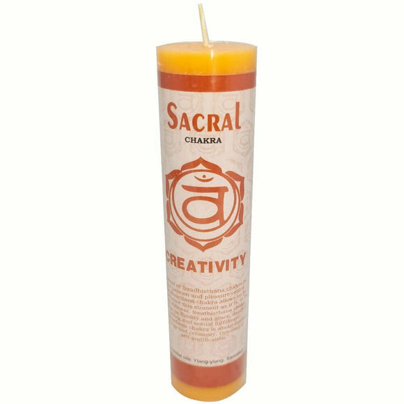 Pillar Candle Sacral Creativity Decor Meditation Mind Relax 3.8cm x 17.8cm