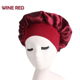 1x Sleeping Bonnet Hair Wrap Silk Satin Cap Women Elastic Night Soft Hat - Red