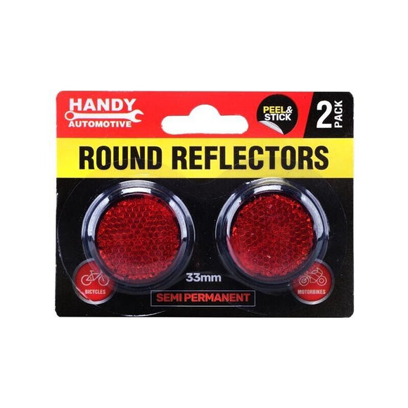 2x Adhesive Reflectors Round Automative  3cm x 3.3cm - Red