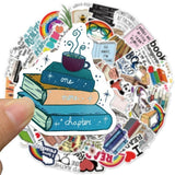 50pcs Study-Reading Book Library Love Stickers Vinyl Decal Waterproof Laptop
