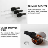 5pcs Amber Glass Liquid Dropper Reagent Eye Pipette Essential Oils Bottle -50ml