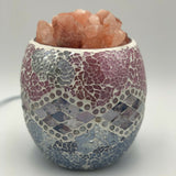 Pink Aztec Glass Mosaic Vase Bowl Himalayan Crystal Salt Lamp Natural Rock