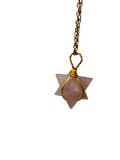 Rose Quartz Merkaba Crystal Pendant Necklace Gold Healing Crystal