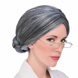Grandma Wig Old Lady Woman Grey Silver Granny Mother Dress Up Costume Part