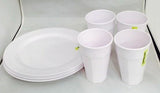 8 Pcs White Melamine Dinner Set - 4 Tumbler 4 Plates